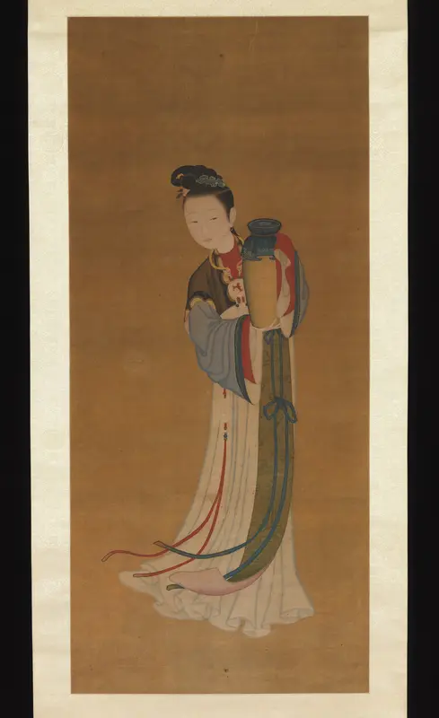 Girl Bringing Jar of Wine