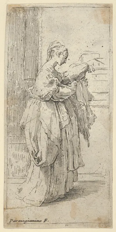 Girl carrying a cushion, seen in profile facing right Wall Art by Guido Reni - High-Resolution Digital Print