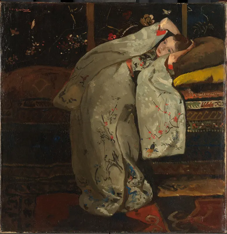 Girl in a White Kimono Wall Art by Unknown - High-Resolution Digital Print