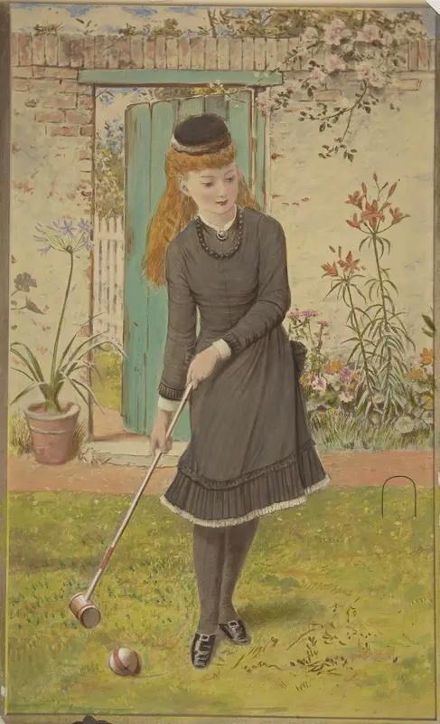 Girl Playing Croquet Wall Art by William Stephen Coleman - High-Resolution Digital Print