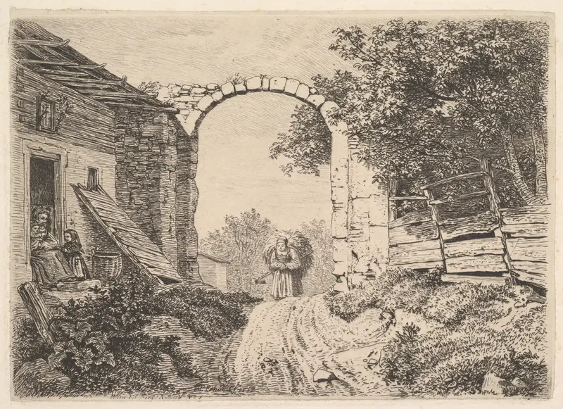 Girl with a Load of Hay, Outside of Thorbogen Wall Art by Johann Christoph Erhard - High-Resolution Digital Print