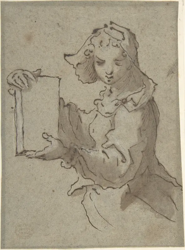 Girl with Book Wall Art by Anonymous, Italian, Bolognese, 18th century - High-Resolution Digital Print