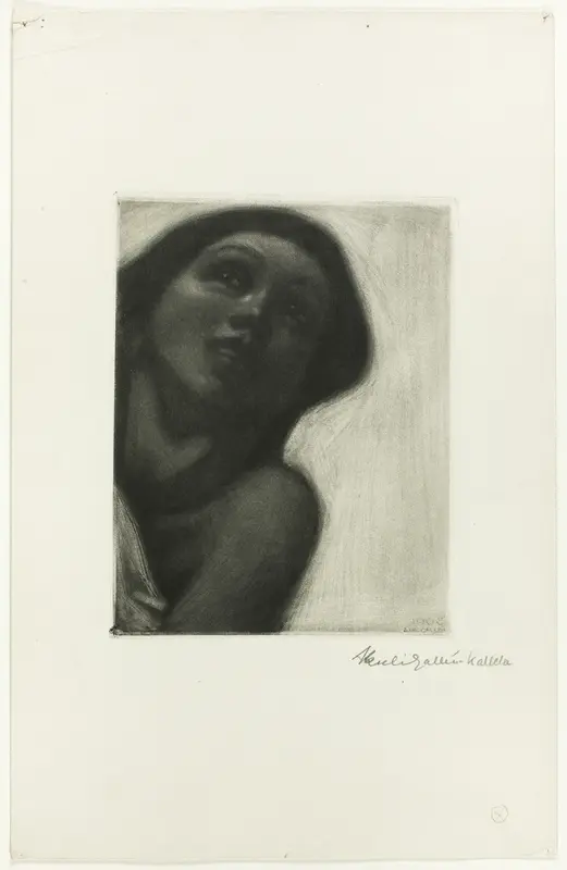 Girl's Face, from Spring Fresco of Jusélius Mausoleum Wall Art by Axeli Gallen-Kallela - High-Resolution Digital Print