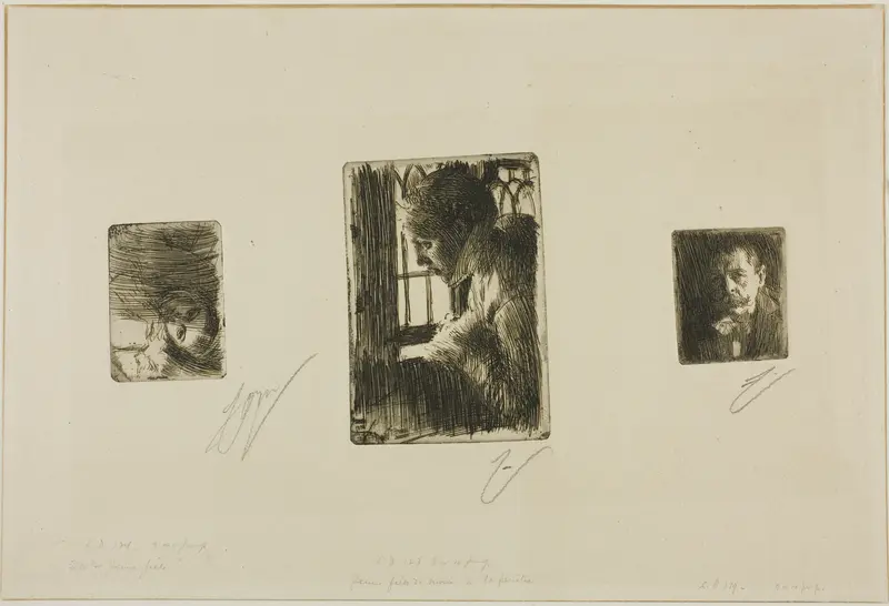 Girl's Head; Peasant Girl at Window; Anders Zorn