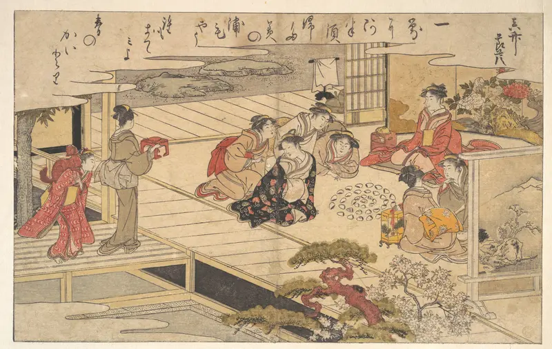 Girls Playing a Game with Shells