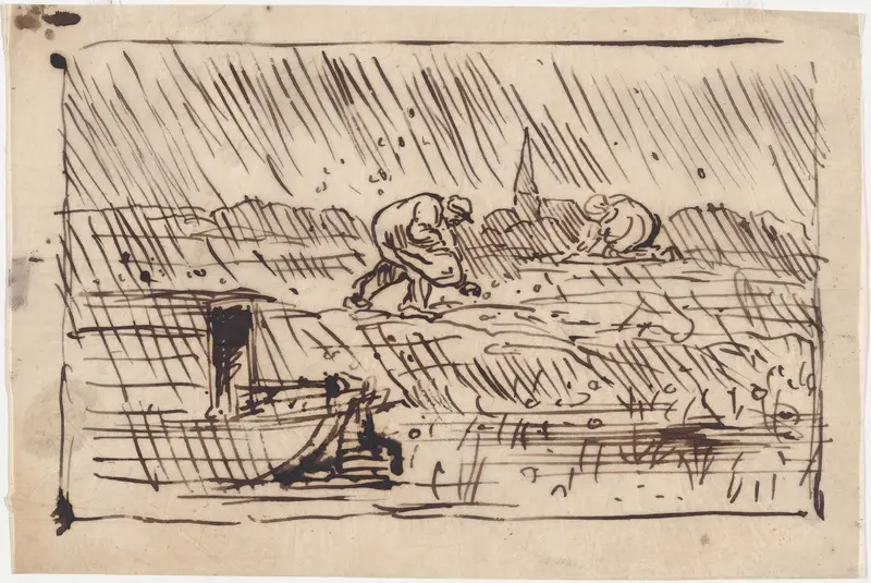 Gleaners in the Hail Wall Art by Charles-François Daubigny - High-Resolution Digital Print