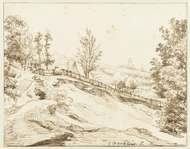 Glooiend landschap met Arnhem in de verte Wall Art by Unknown - High-Resolution Digital Print
