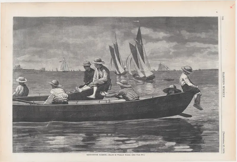 Gloucester Harbor (from "Harper's Weekly," Vol. XVII) Wall Art by Winslow Homer - High-Resolution Digital Print