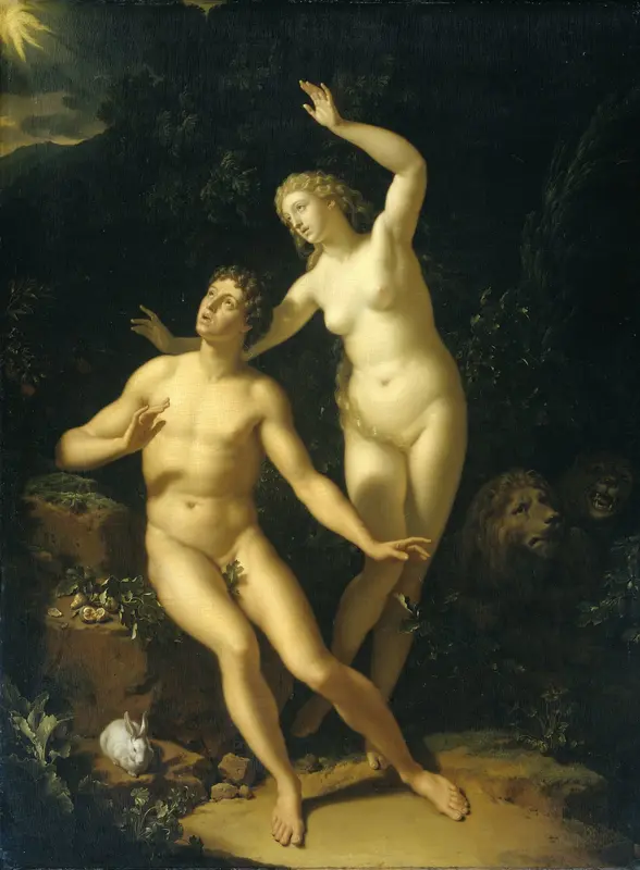 God roept Adam en Eva ter verantwoording Wall Art by Adriaen van der Werff - High-Resolution Digital Print
