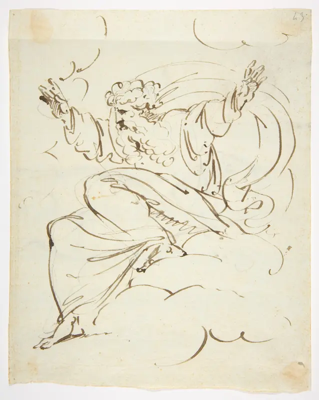 God The Father Creating (?) (recto); Study of neo-classical statue of a nude male (verso) Wall Art by Luigi Sabatelli - High-Resolution Digital Print