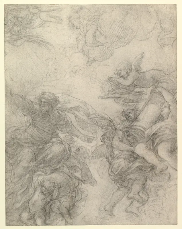 God the Father with Angels Holding Symbols of the Passion Wall Art by Pietro da Cortona (Pietro Berrettini) - High-Resolution Digital Print