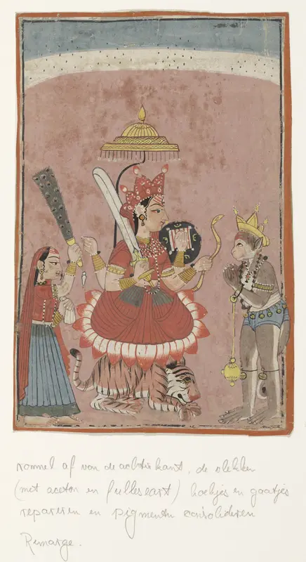 Godin Durga en Hanuman Wall Art by anonymous - High-Resolution Digital Print
