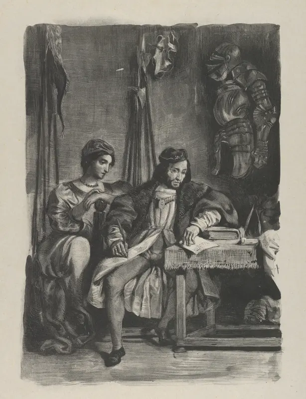 Goetz von Berlichingen Writing His Memoirs Wall Art by Eugène Delacroix - High-Resolution Digital Print