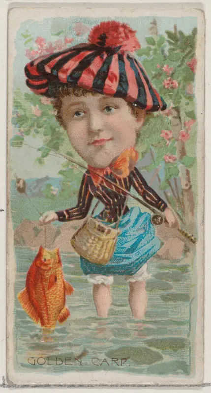 Golden Carp, from the series Fishers and Fish (N74) for Duke brand cigarettes Wall Art by Knapp & Company - High-Resolution Digital Print