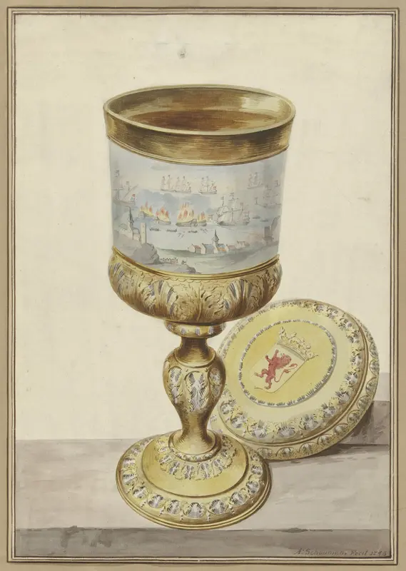 Gouden beker met deksel, geschonken aan Cornelis de Witt ter gelegenheid van de tocht naar Chatham, 1667 Wall Art by Unknown - High-Resolution Digital Print