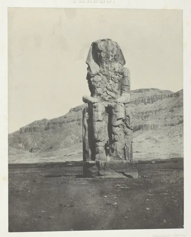 Gournah, Colosse Monolithe d'Aménôpht III; Thèbes, plate 56 from the album "Egypte, Nubie, Palestine et Syrie" (1852)