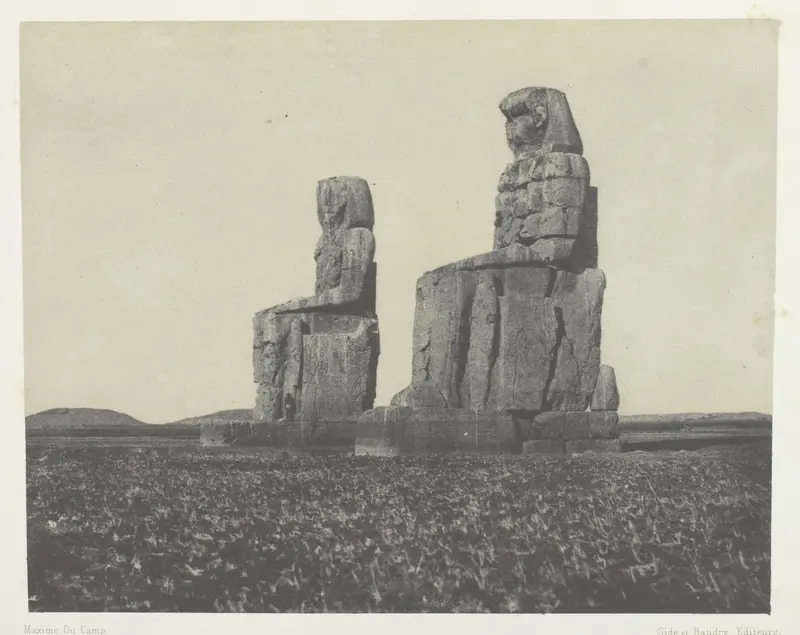 Gournah, Les Colosses; Thèbes, plate 54 from the album "Egypte, Nubie, Palestine et Syrie" (1852)