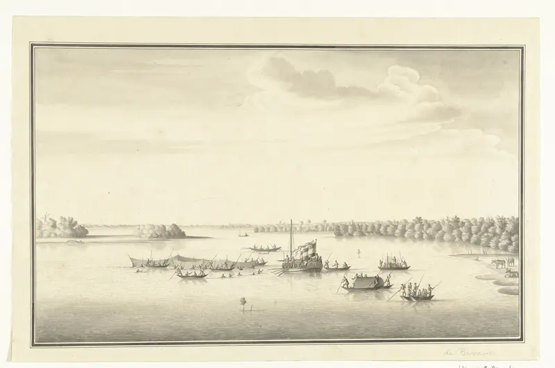Gouverneur Loten en zijn gezelschap varend op de Lagune van Negombo Wall Art by Pieter de Bevere - High-Resolution Digital Print