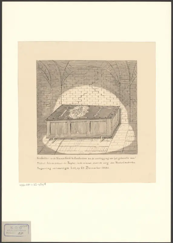 Grafkelder in de Nieuwe Kerk na de overlegging van het gebeente van Michiel Adriaenszoon de Ruyter Wall Art by anonymous - High-Resolution Digital Print
