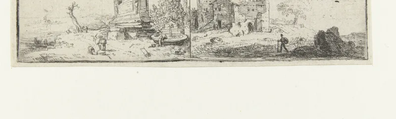 Graftombe aan de Via Cassia en het paleis van Buoncompagna Wall Art by Unknown artist - High-Resolution Digital Print