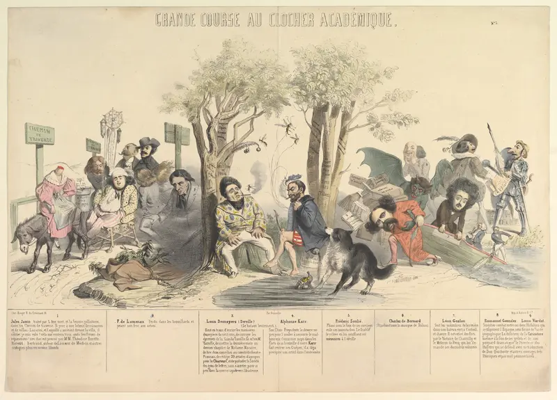 Grand Course au Clocher Académique, No. 5 Wall Art by J. J. Grandville - High-Resolution Digital Print