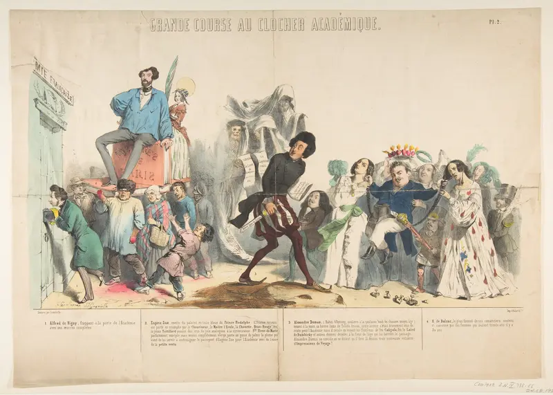 Grand Course au Clocher Académique, Pl. 2 Wall Art by J. J. Grandville - High-Resolution Digital Print