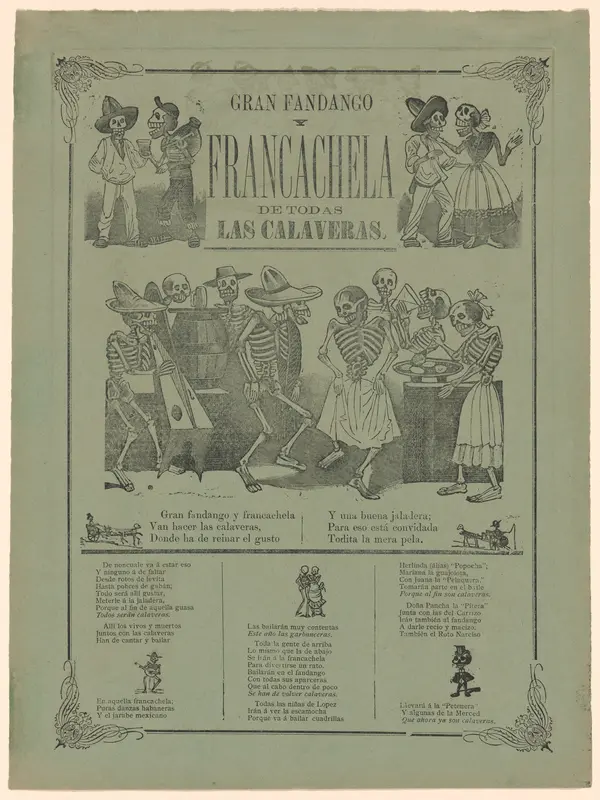 Grand Dance and Wild Party of All the Calaveras Wall Art by José Guadalupe Posada - High-Resolution Digital Print