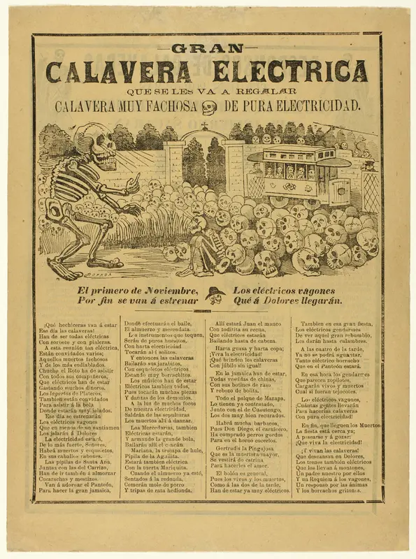 Grand Electric Calavera as a Present to You, A Calavera of Pure Electricity Wall Art by José Guadalupe Posada - High-Resolution Digital Print