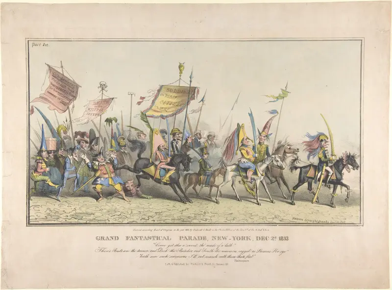 Grand Fantastical Parade, New-York, December 2, 1833 Wall Art by David Claypoole Johnston - High-Resolution Digital Print