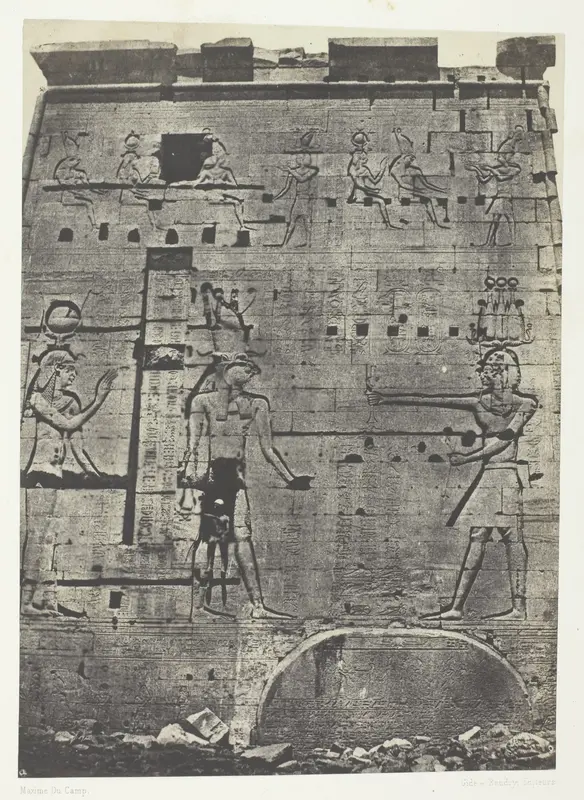 Grand Temple d'Isis à Philoe, Second Pylône; Nubie, plate 74 from the album "Egypte, Nubie, Palestine et Syrie" (1852)