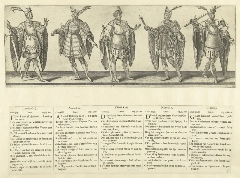 Graven Dirk II, Aarnout, Dirk IV, Dirk V en Floris VI Wall Art by Claes Jansz. Visscher (II) - High-Resolution Digital Print