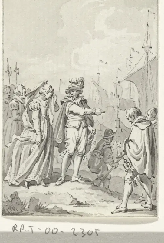Gravin Ada wordt door graaf Willem I van Texel naar Engeland gezonden, 1204 Wall Art by Jacobus Buys - High-Resolution Digital Print