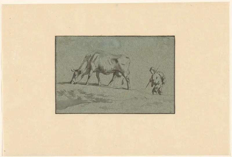 Grazende koe met herder Wall Art by Wouter Johannes van Troostwijk - High-Resolution Digital Print