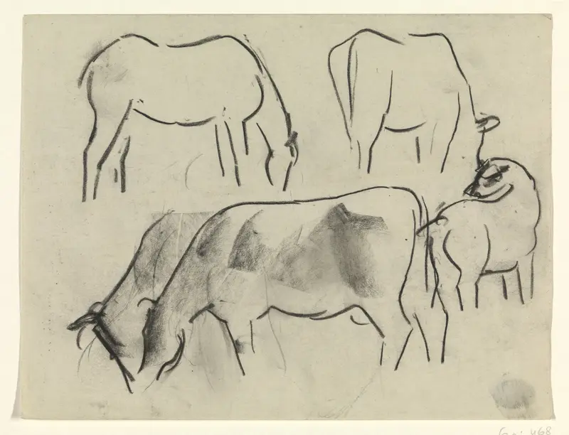 Grazende koeien en paarden Wall Art by Leo Gestel - High-Resolution Digital Print