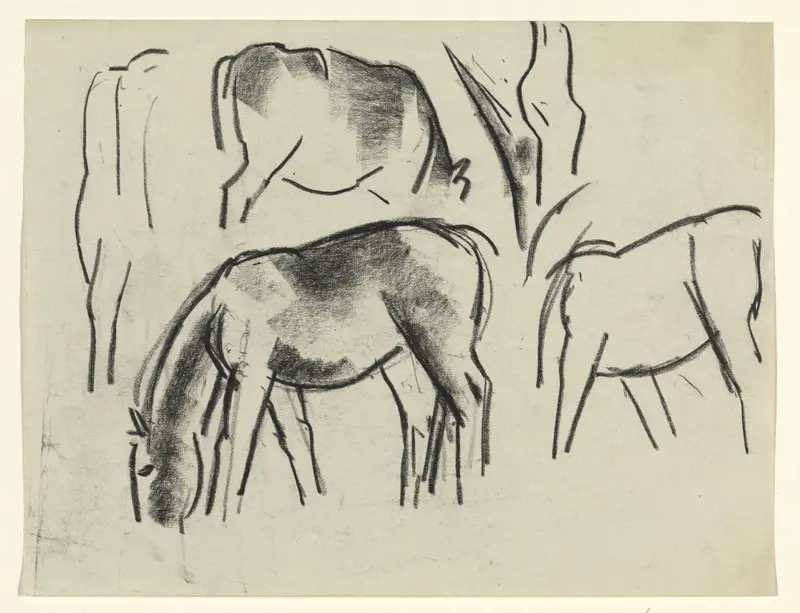 Grazende paarden en koe Wall Art by Leo Gestel - High-Resolution Digital Print
