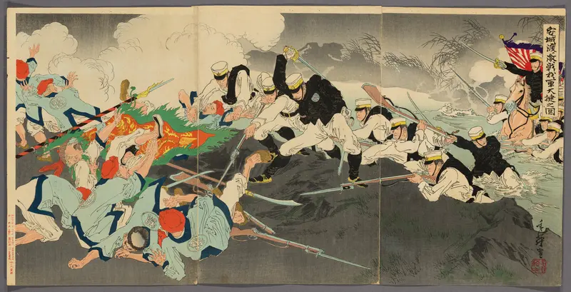 Great Victory of Our Troops at the Fierce Battle of the Ansong Ford (Anjo no watashi waga gun taisho no zu)
