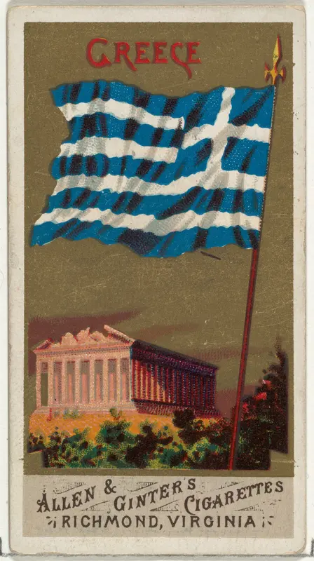Greece, from Flags of All Nations, Series 1 (N9) for Allen & Ginter Cigarettes Brands Wall Art by Allen & Ginter - High-Resolution Digital Print