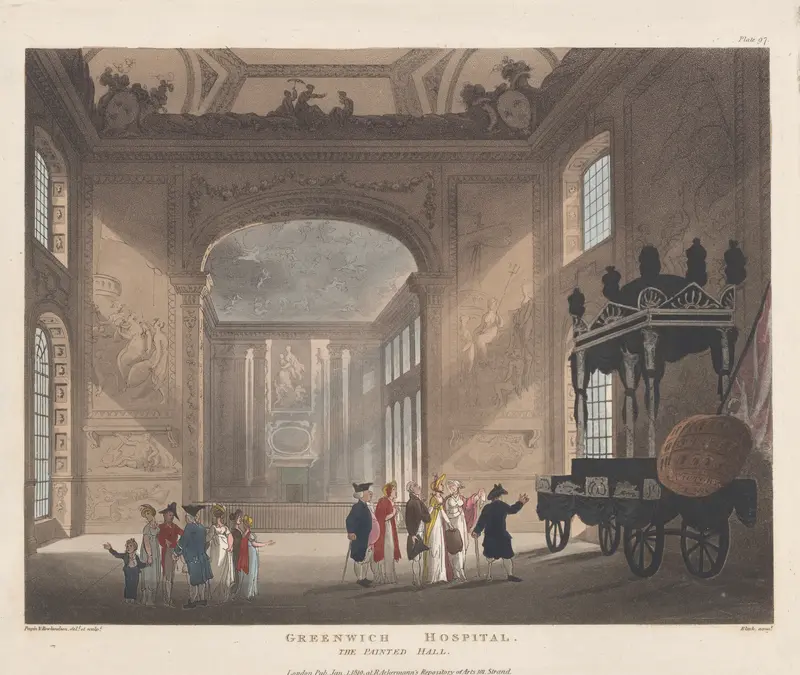 Greenwich Hospital, The Painted Hall Wall Art by Thomas Rowlandson - High-Resolution Digital Print