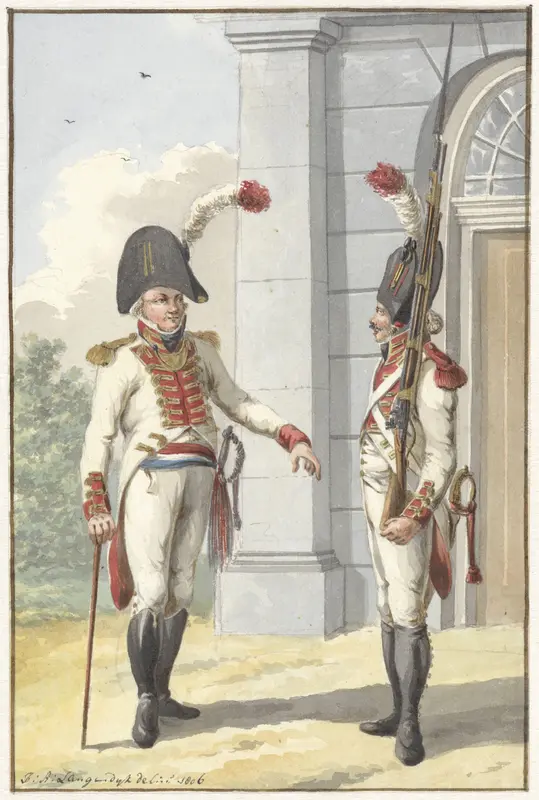 Grenadier officier en gemeene der Lijfgarde van de Raadpensionaris der Bataafsche Republiq Wall Art by Jan Anthonie Langendijk Dzn - High-Resolution Digital Print