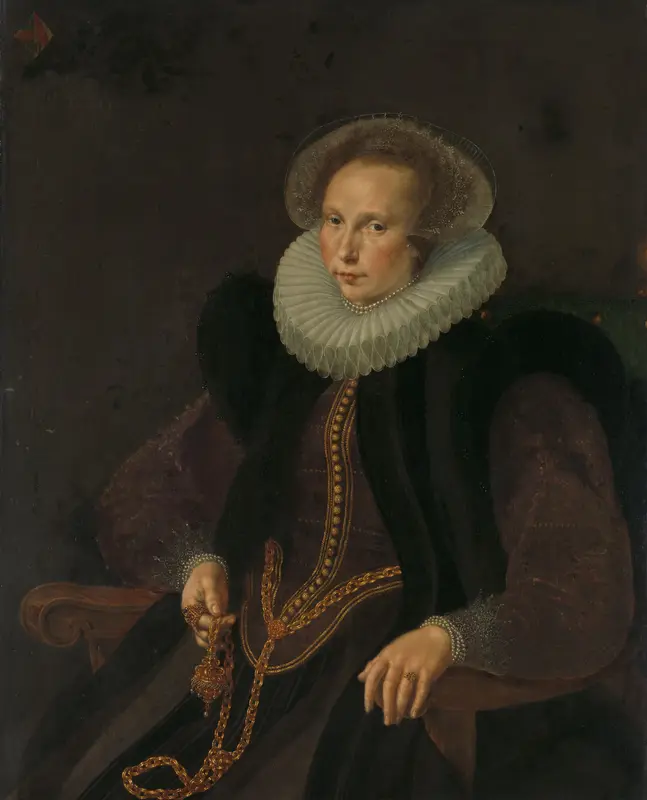 Griete Jacobsdr van Rhijn (1585-1652). Echtgenote van Jacob Cornelisz Banjaert, genaamd van Neck Wall Art by Unknown - High-Resolution Digital Print