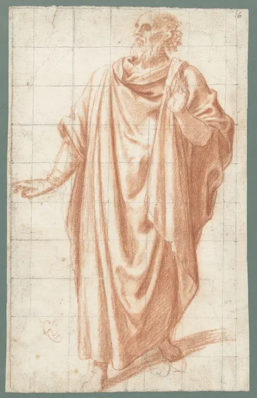 Grijsaard in lange mantel Wall Art by Unknown - High-Resolution Digital Print