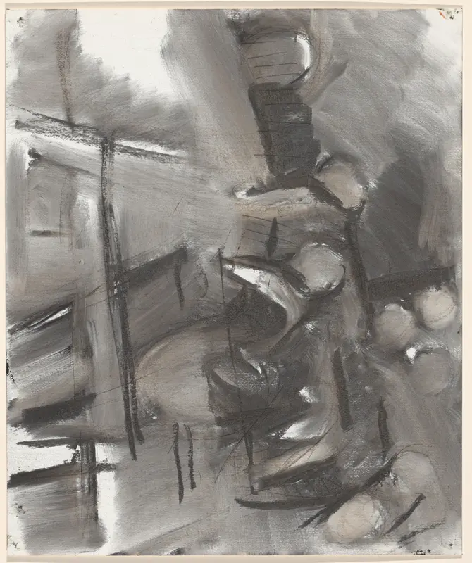 Grijze abstracte compositie Wall Art by Gooitzen de Jong - High-Resolution Digital Print