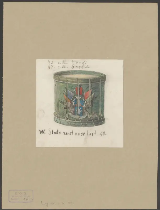 Groene trom met wapenschilden Wall Art by Unknown - High-Resolution Digital Print