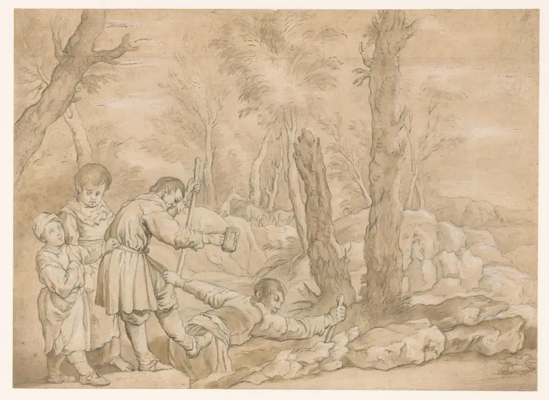 Groep blinden in een landschap Wall Art by anonymous - High-Resolution Digital Print