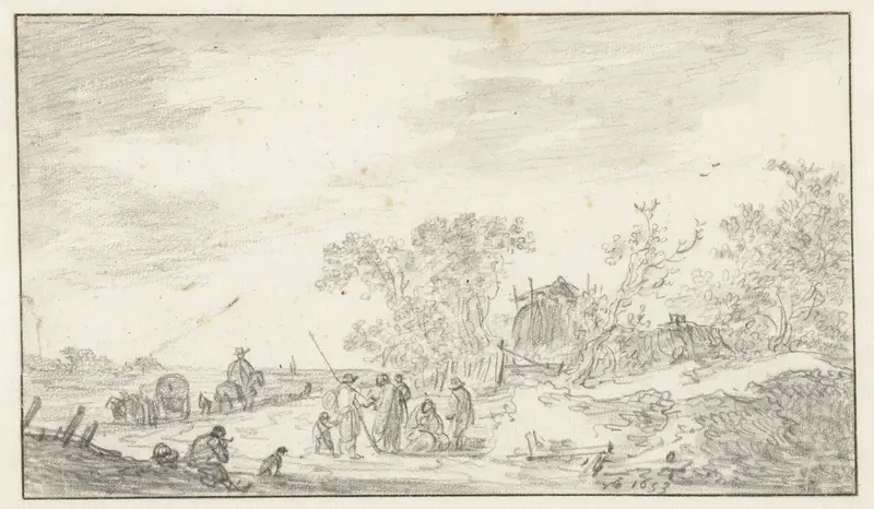 Groep figuren langs een weg Wall Art by Jan van Goyen - High-Resolution Digital Print