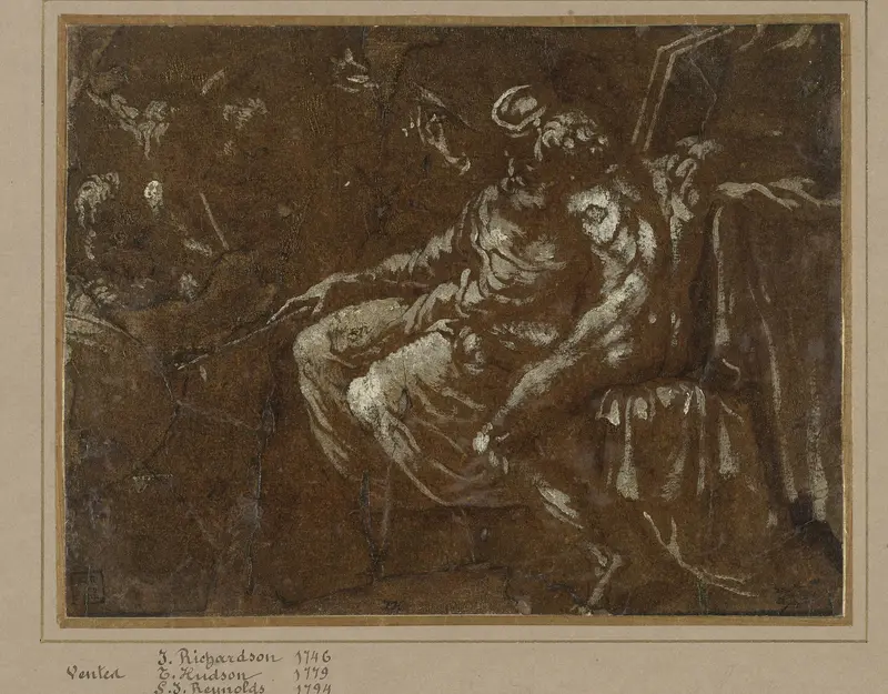 Groep filosofen om een wereldbol (Abraham en Lot verdelen de wereld?) Wall Art by anonymous - High-Resolution Digital Print