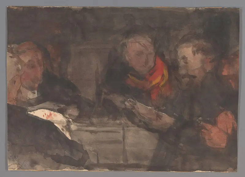Groep mannen om een tafel Wall Art by Carel Adolph Lion Cachet - High-Resolution Digital Print