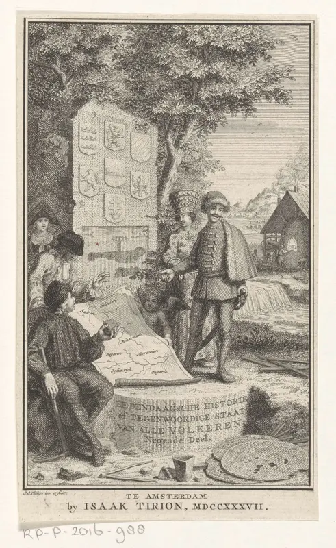 Groep mannen rondom kaart van het Duitse Rijk Wall Art by Unknown - High-Resolution Digital Print