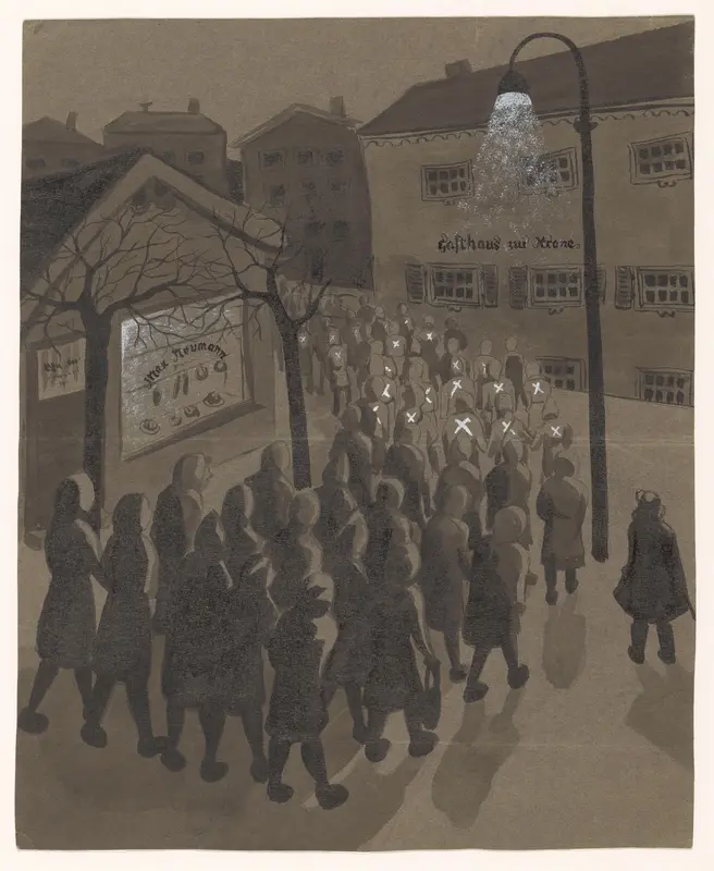 Groep op weg van of naar kamp Reichenbach Wall Art by Agatha Abrahamina Siegenbeek van Heukelom (Atie) - High-Resolution Digital Print