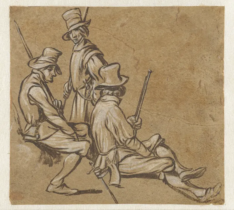 Groep van drie soldaten Wall Art by Jan van de Velde (II) - High-Resolution Digital Print